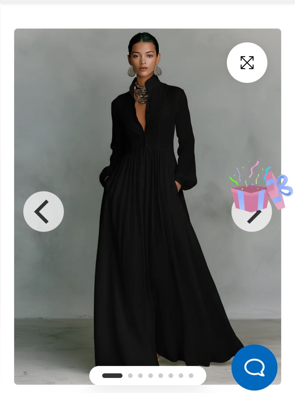 Elegant Black Long-Sleeve Maxi Dress
